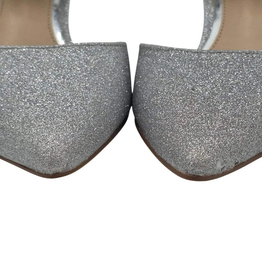 Jewel Badgley Mischka Womens 7.5 Silver Robles Crystal Kitten Heels Evening Pump - Picture 11 of 13